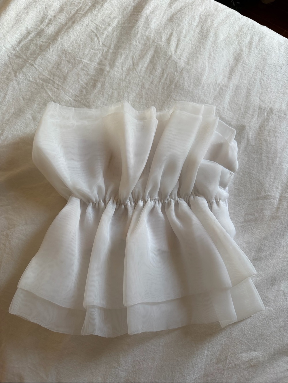 Sheer White Ruffled Bandeau Top